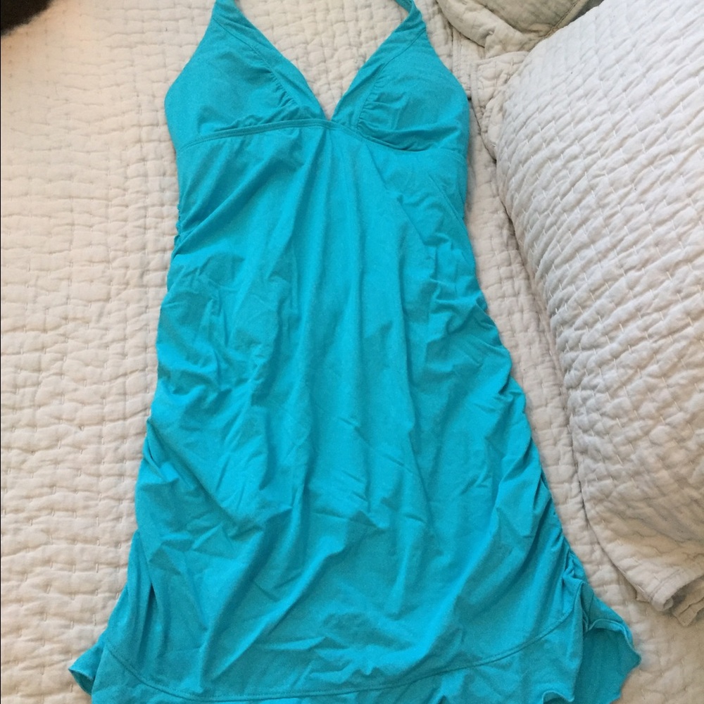 Athleta turquoise swim dress size medium