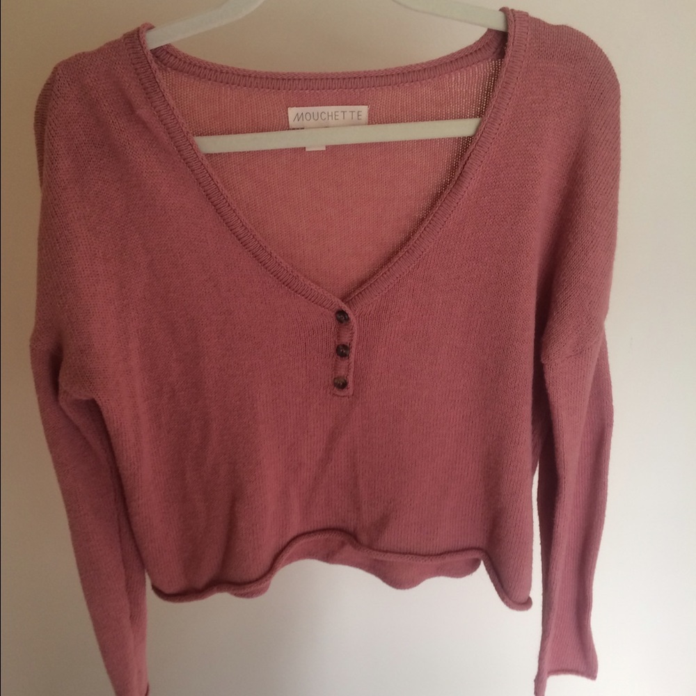 Pink orange v-neck sweater.
