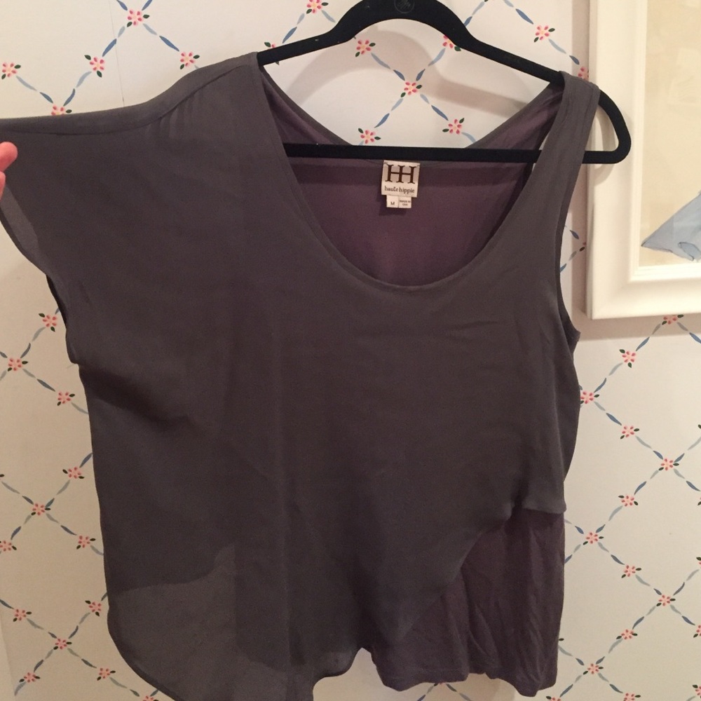 Gray asymmetrical blouse