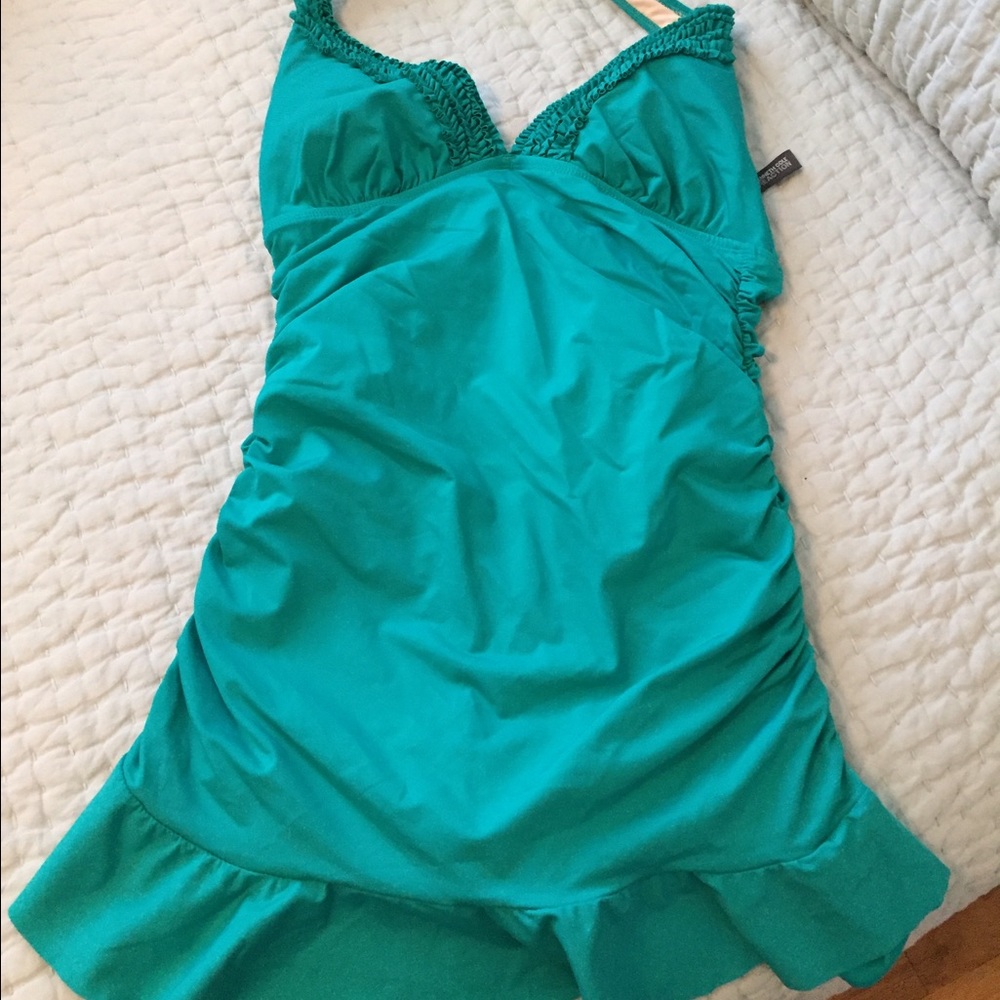 Kenneth Cole reaction jade green swimsuit dress M