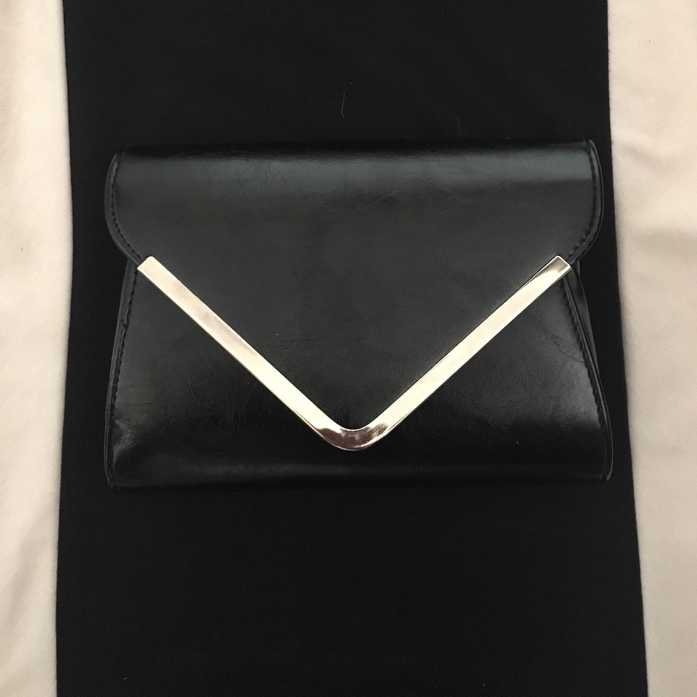 Black Envelope Clutch w/ Chrome Detail