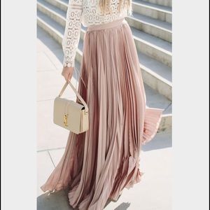 Free People sateen pleated maxi skirt