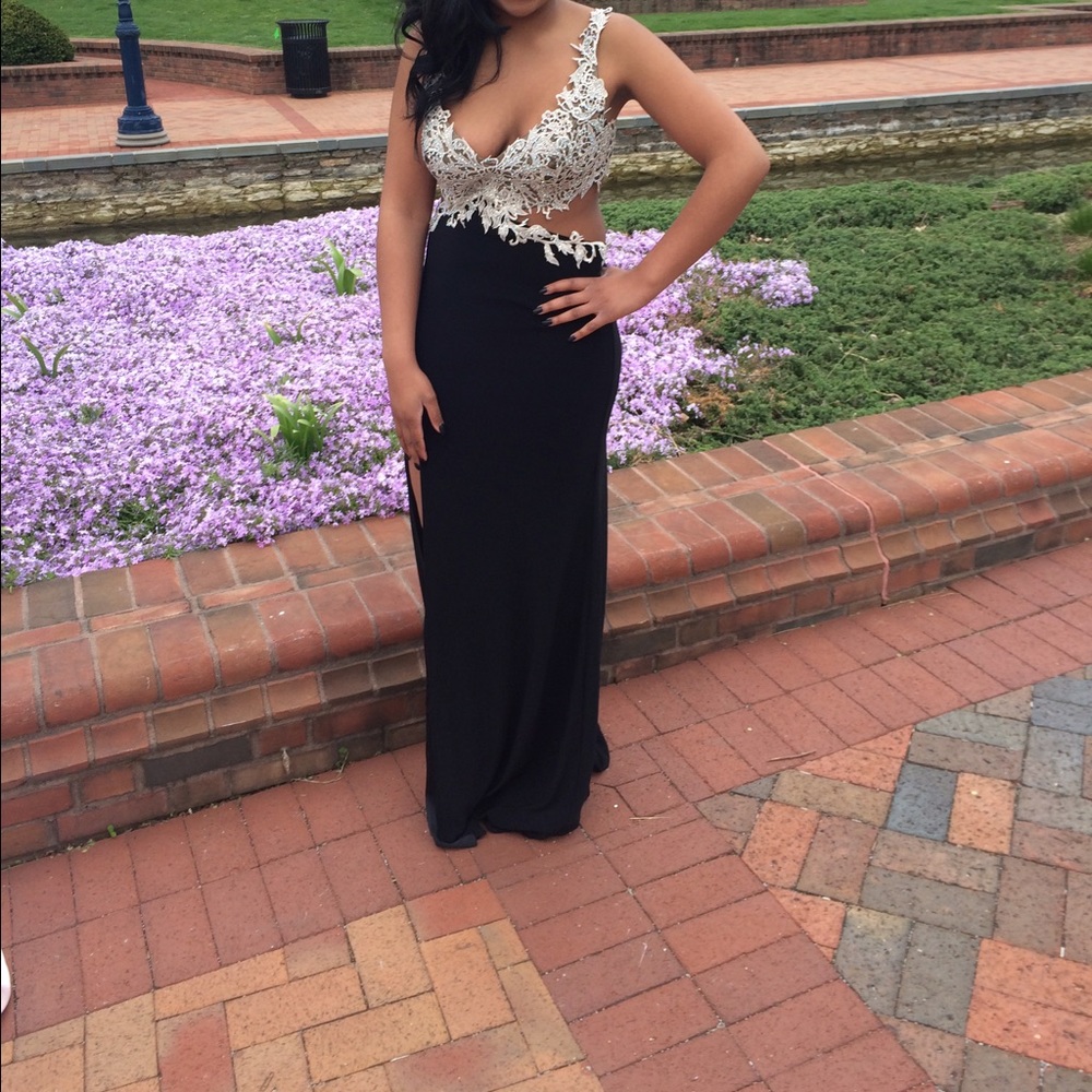 Black and silver prom dress