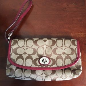 Coach Wristlet with Red Trim