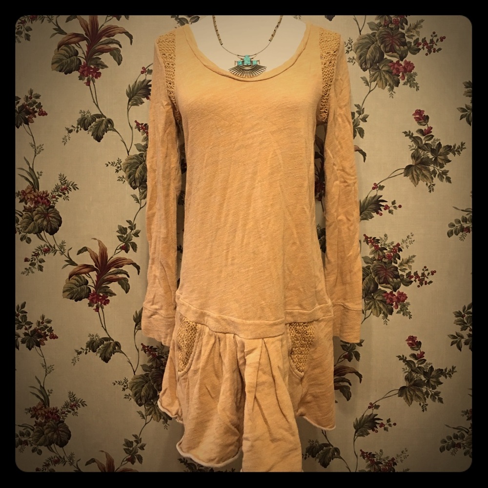 Free People Mustard drop waist mini S