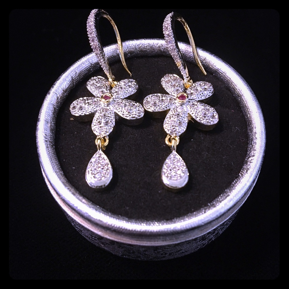 American Zircon Hoop Long Earrings