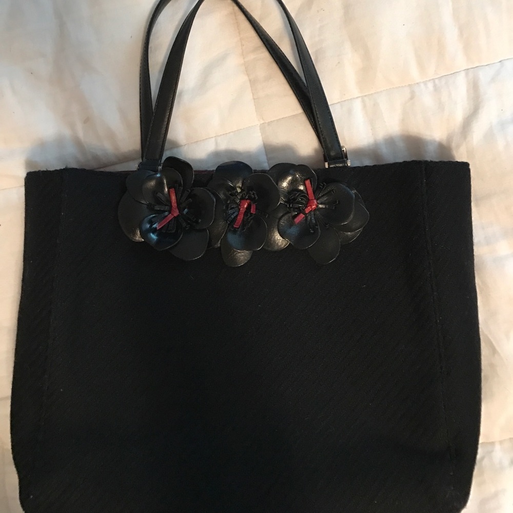Black wool Kate Spade tote