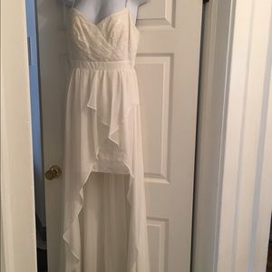 Aqua dress white sequins high low Dreas