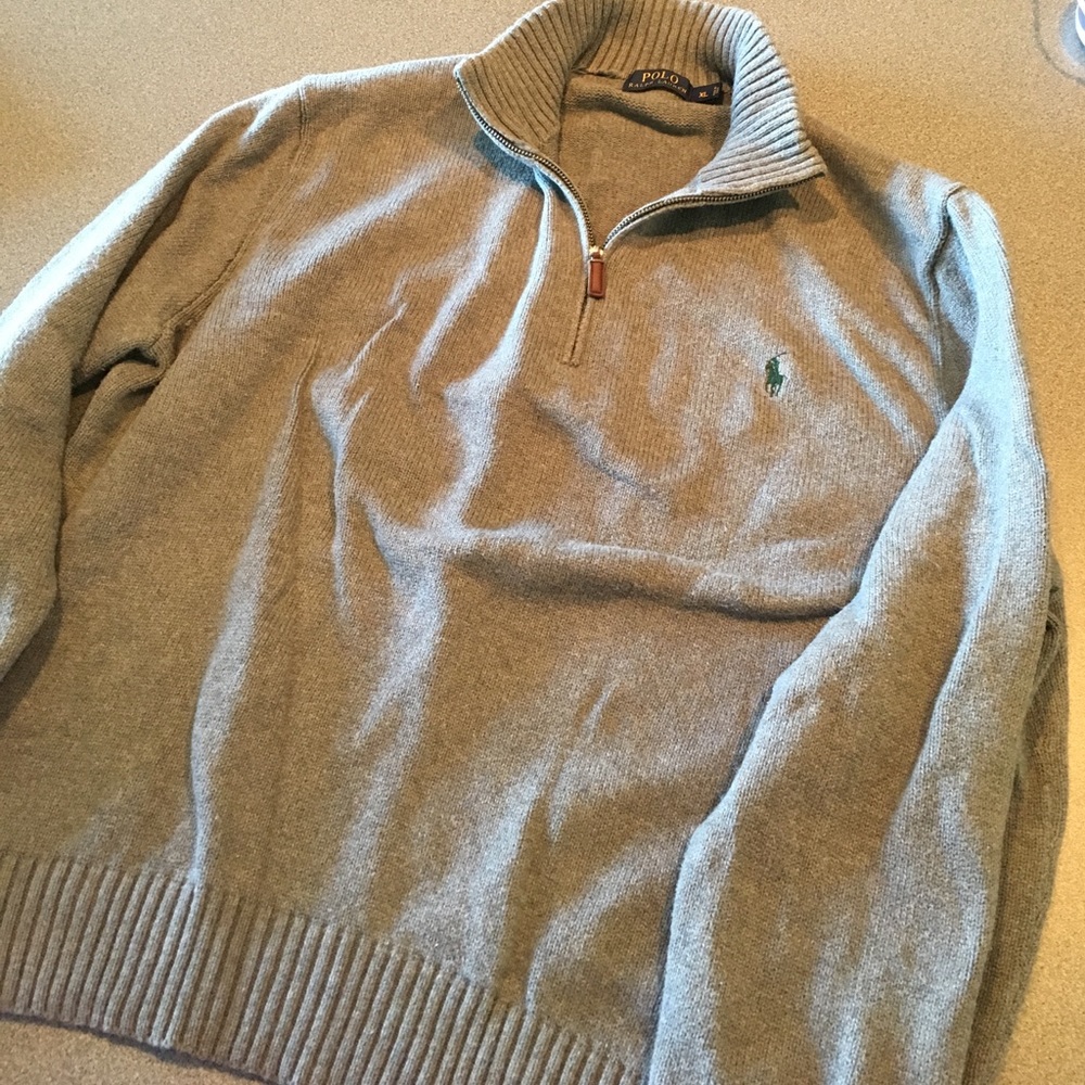 Men's gray wool Polo by Ralph Lauren pullover.