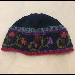 Winter flower beanie hat