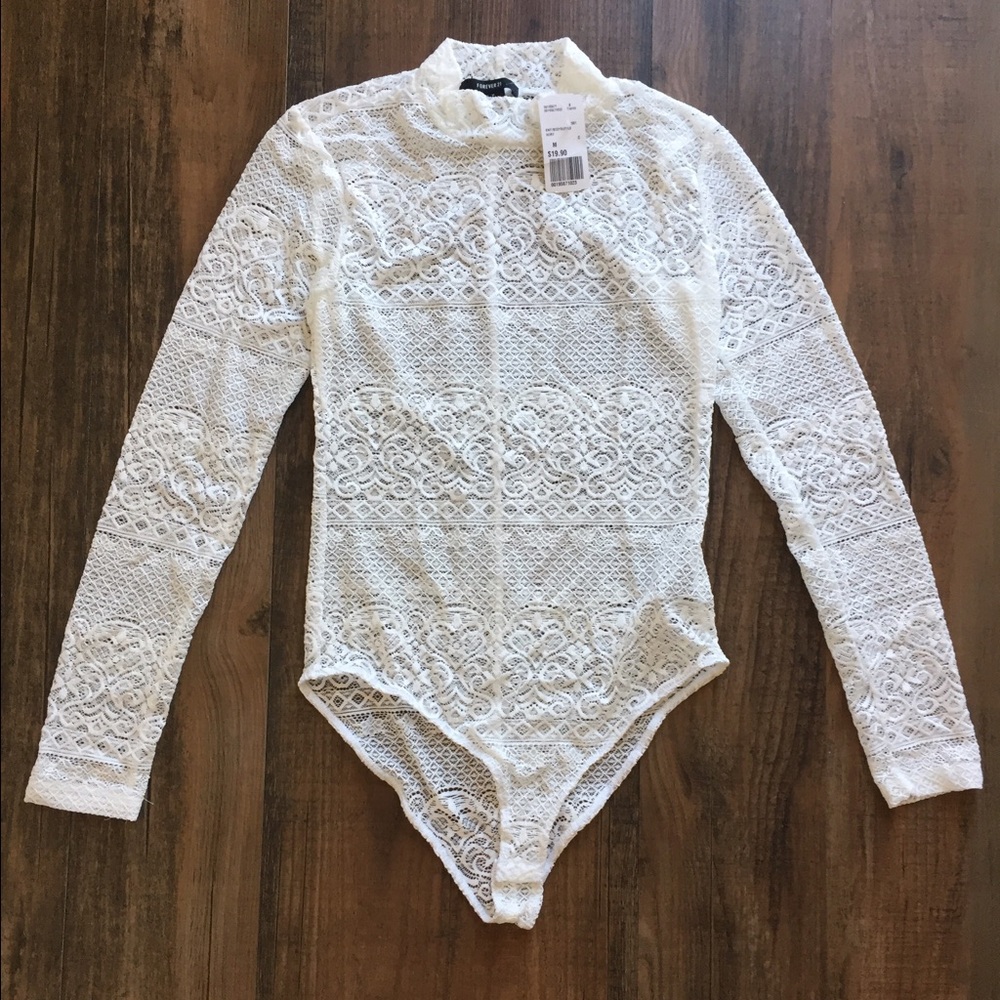 Forever 21 long sleeve lace body suit