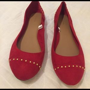 Red flats, size 10