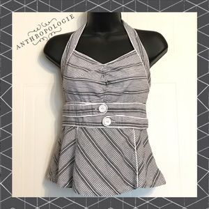 ~Anthro by Floreat Tie Neck Striped Halter Top~