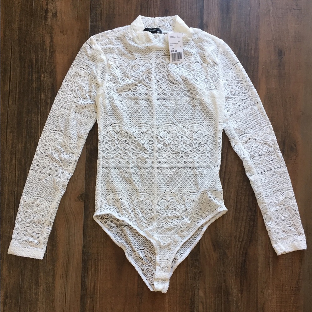 Forever 21 long sleeve lace bodysuit