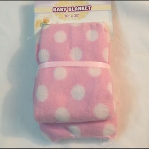 Pink polka dot baby girl fleece blanket