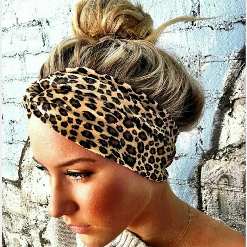 Leopard twist knot head wrap