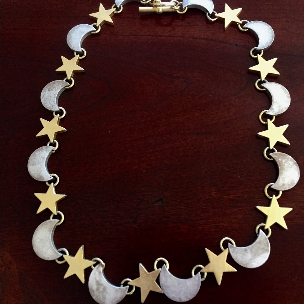 Moon and stars toggle necklace