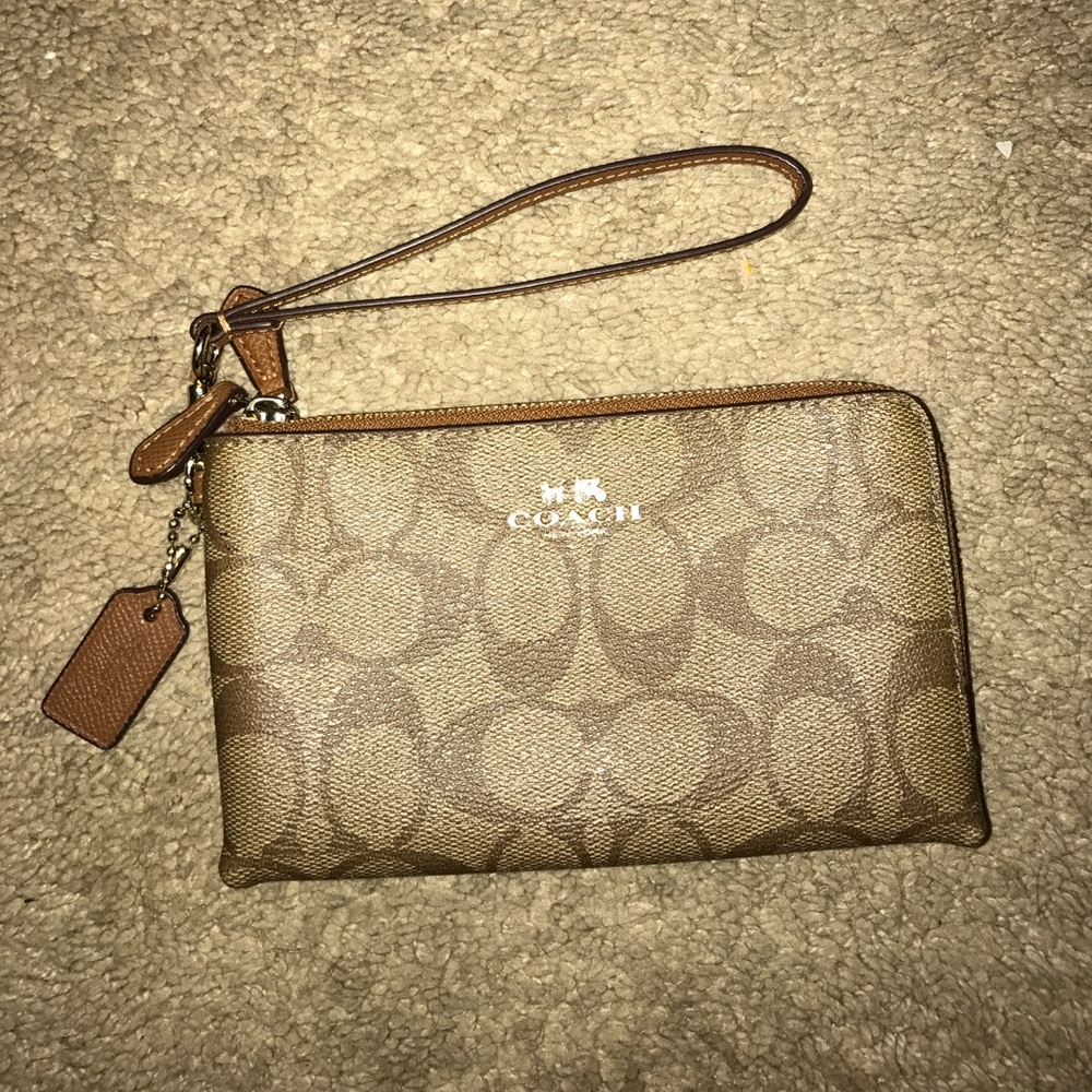 Tan Coach Wallet Wristlet