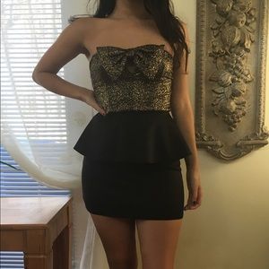 Strapless Bowtie Peplum dress