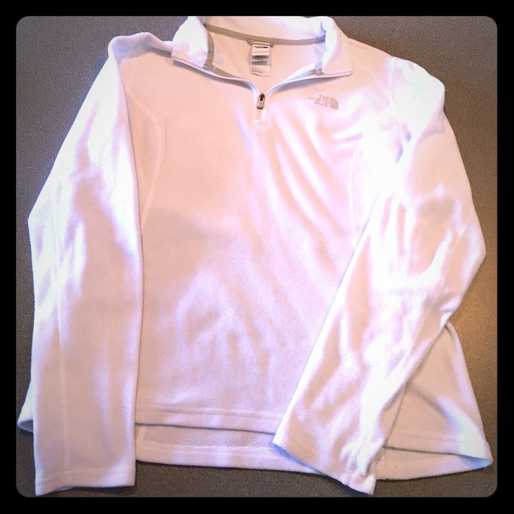 White fleece women's pullover.