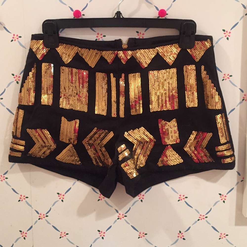 Gold sequined shorts