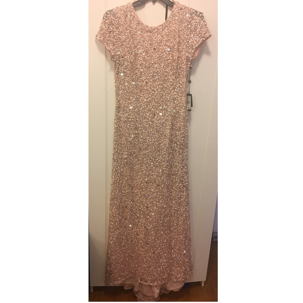 Adrianna Pappell Scoop Back Sequin Gown
