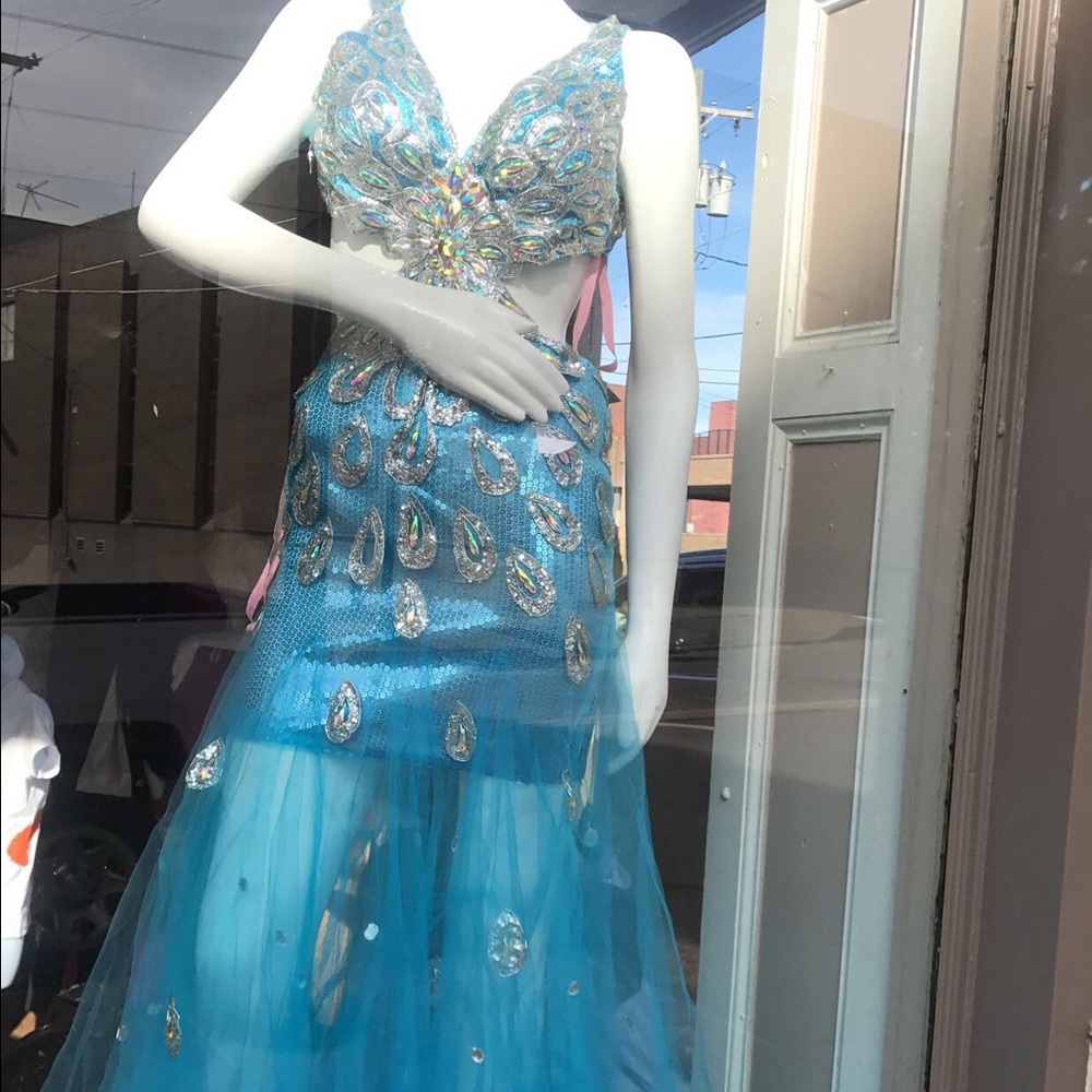 Turquoise Blush Prom Dress