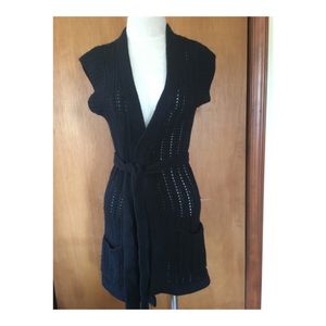 Madewell Wallace Black Sweater Vest with Belt XS