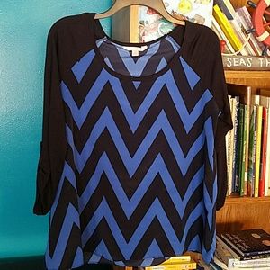 Striped 3-quarter sleeve blouse