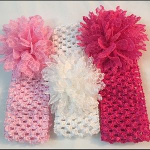 Lot of 3 baby girl head bands with flowers