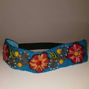 Embroidered Peruvian hand knitted headband
