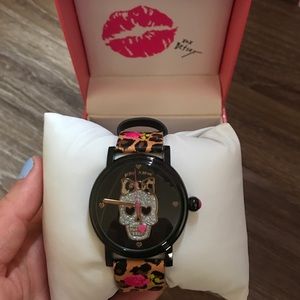 Betsey Johnson floral Skull watch