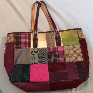 Coach Suede Canvas Patchwork Tote