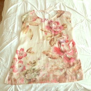 Floral Tank with Back Neck Tie - Large