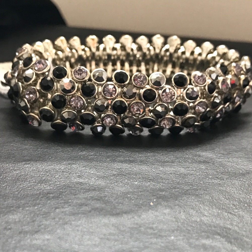 Beautiful Black&Grey Crystal Stretch Ring