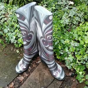 Emilio Pucci knee high rain boots wellies wedge