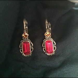1928 brand lever back earrings w/ red stone