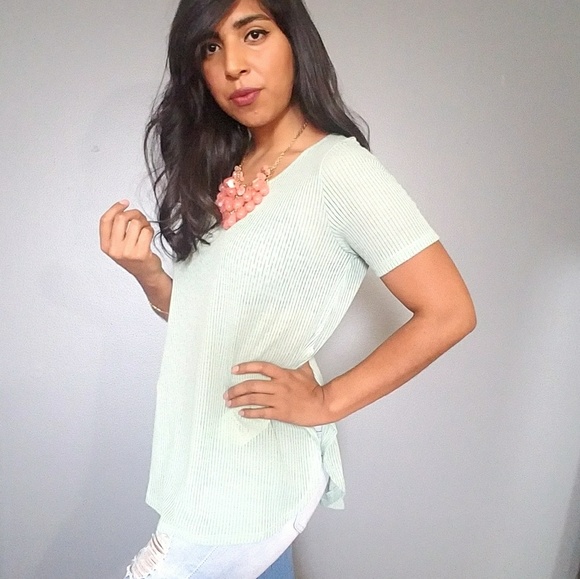 MINT RIBBED OPEN BACK TOP - Picture 2 of 4