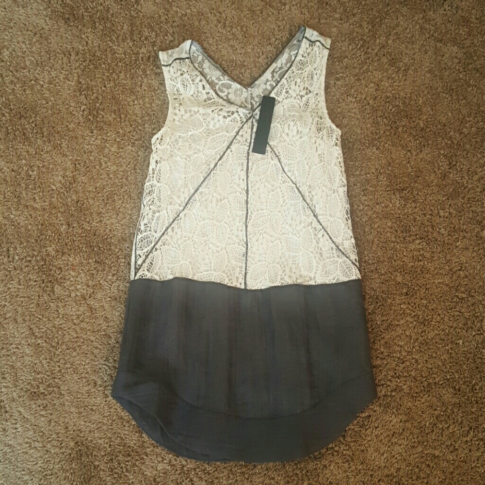 Ivory and grey Crochet lace dress