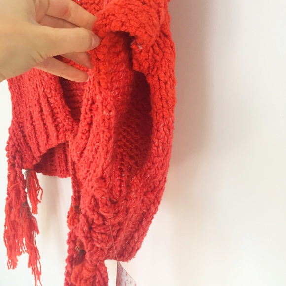 Free People Tassel Away Red Shrug Size S and M - Picture 5 of 8