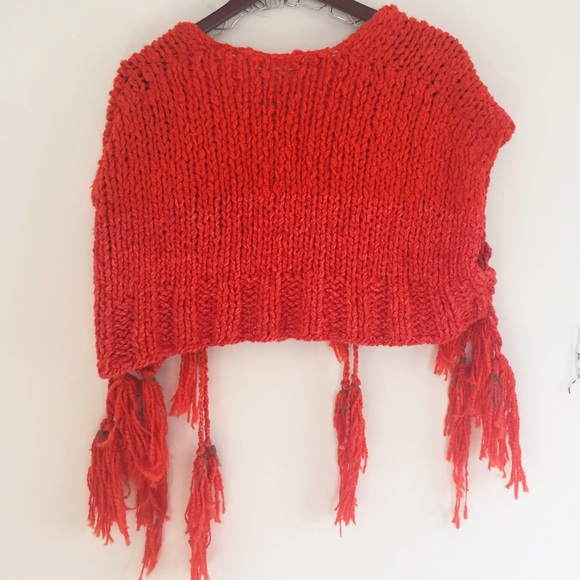 Free People Tassel Away Red Shrug Size S and M - Picture 7 of 8