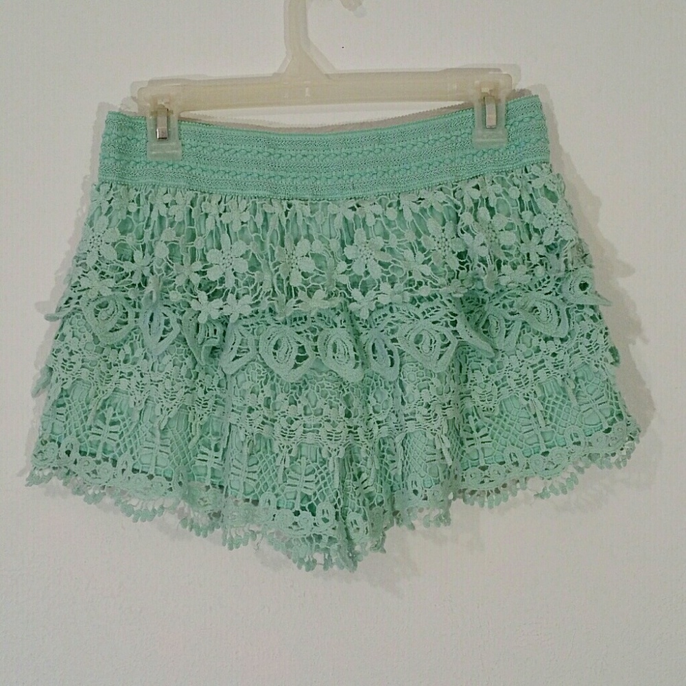 Teal Lace Shorts