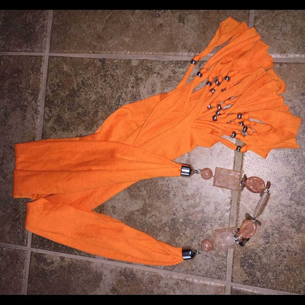 Orange beaded scarf