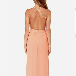 Lulus Exclusive Rooftop Garden Backless Peach Maxi