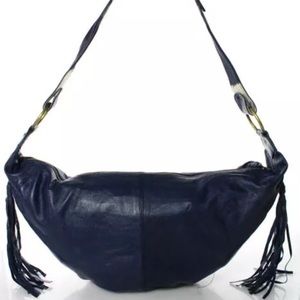ISO Cleobella navy blue leather hobo