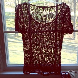Sheer black lace top◾️