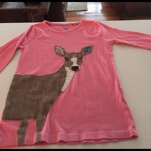 Mini Boden Deer Applique Long Sleeve Tee, sz 9-10