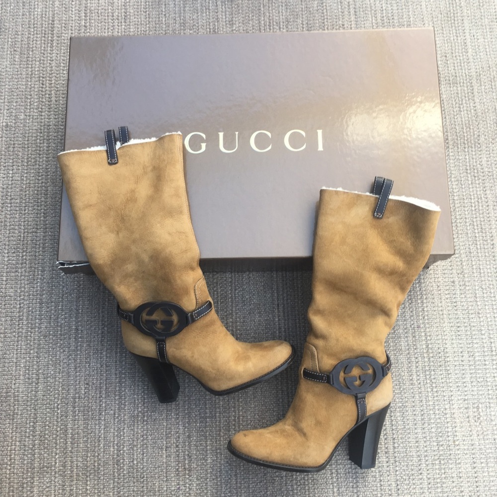 Gucci Heeled Shearling Boots
