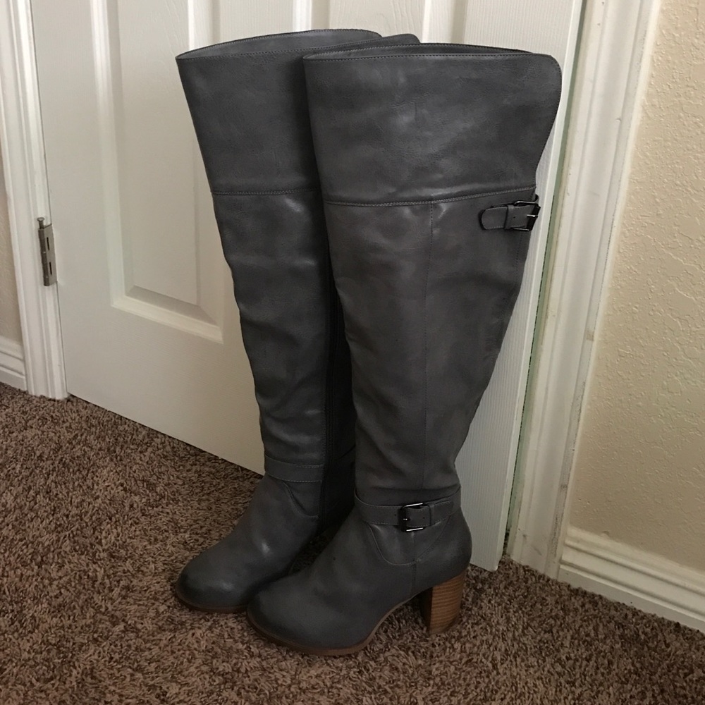 Gray over the knee boots