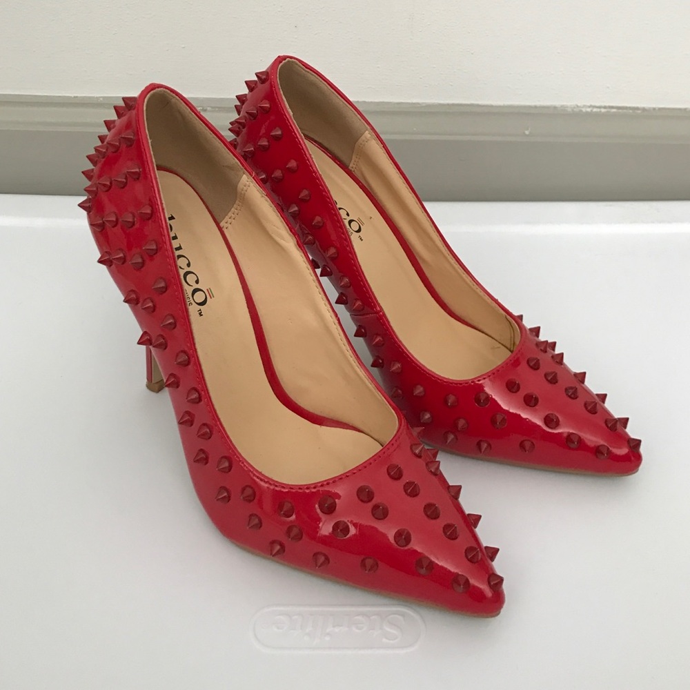 Red studs heels